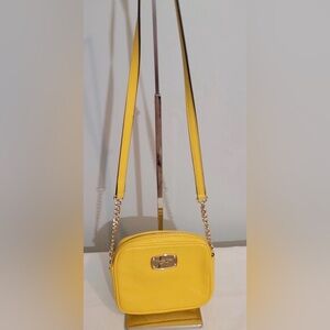 Michael Kors Yellow Leather Jet Set Camera Crossbody Bag